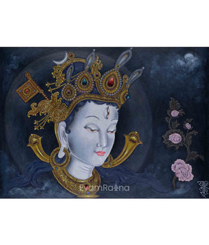 White Tara Female Buddha Of Compassion & Healing Nepali Paubha Print