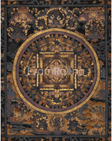 Old Pure Gold and Black Vintage Buddha Mandala
