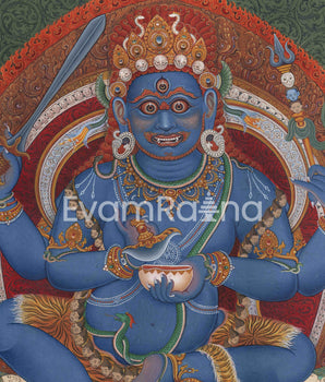 High-Quality Giclee Print For Mahakala Mantra Practice | Traditional Four Armed Mahakala Art Canvas