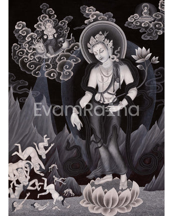 Avalokiteshvara Bodhisattva Traditional Newari Painting Print