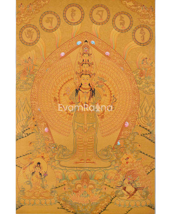 Full Gold 1000 Armed Lokeshvara Thanka