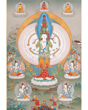 Handcrafted 1000-Armed Chenresig Thangka