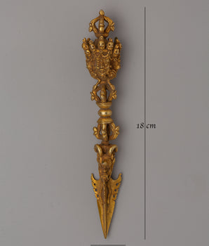 Handcrafted Tibetan Gold Phurba Dagger | Copper Vajrakila for Meditation Practices
