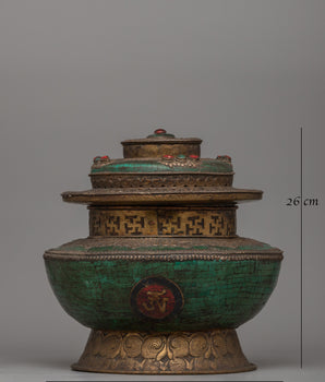Antique-Style Tibetan Ritual Pot | Copper Body with Brass