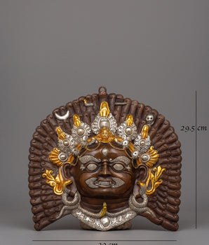 Gold Silver-Plated Mahakala Mask | Buddhist Protection Mask