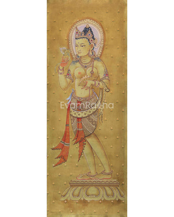 Traditional Art Print For White Tara Mantra Practice