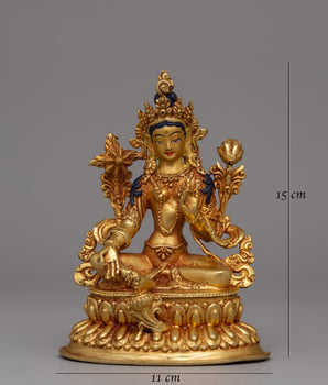 Gold-Plated Green Tara Statue | Meditation & Spiritual Home Decor