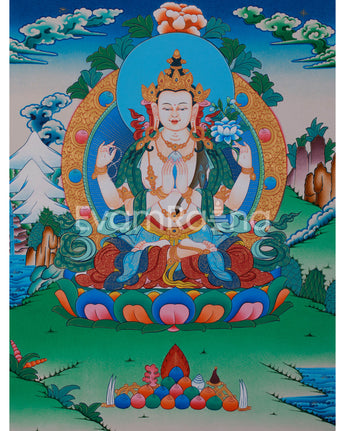 Hand Painted Chenrezig Thangka