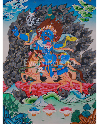 Hand-Painted Goddess Palden Lhamo Thangka