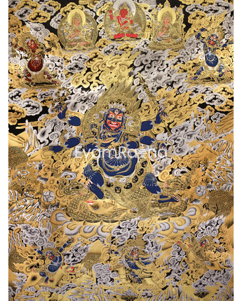 wrathful-mahakala-with-dharma-protectors-divine-guardian-thangka-gold-and-silver-on-black-canvas