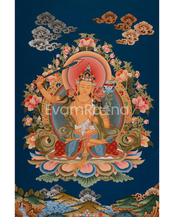 Hand-Painted Bodhisattva Manjushree Thangka