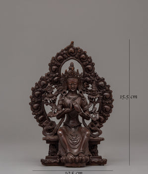 Oxidized Maitreya Buddha Statue | 15.5cm Copper Artwork