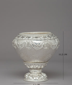 Handcrafted Silver Golpa "Alms Bowl"| Sacred Ritual Decor