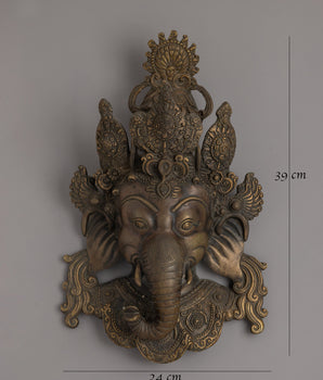Ganesha Wall Art Mask | Symbol of Wisdom, Prosperity, and Protection