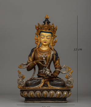Gold-Plated Vajrasattva Holding an Upright Vajra | Altar Decor