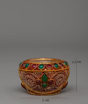 Golpa with Beautiful Stones | Sacred Alms Bowl for Ceremonies