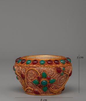 Gold-plated Tibetan Golpa Bowl | Buddhist Altar Decor