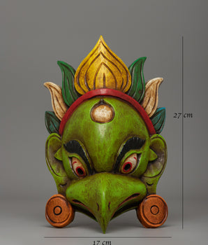Green Garuda Mask | Handcrafted Wooden Spiritual Mask