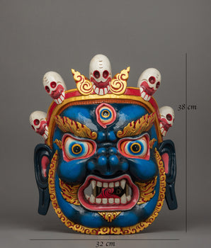 Wrathful Bhairav Mask | Handcrafted Wooden Spiritual Artifact