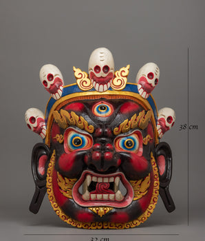 Wrathful Bhairav Mahakala Mask | Handcrafted Wooden Spiritual Artifact
