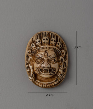 Mini Bhairav Mask Carving | Tibetan Bone Mask Talisman for Protection & Ritual Use