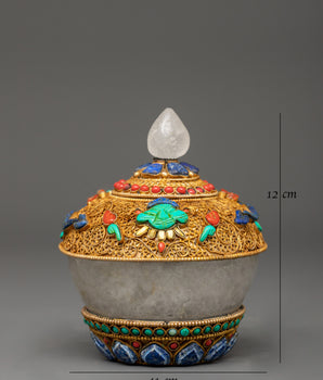 Altar Dhupur Rice Pot | Handcrafted Copper Pot with Crystal