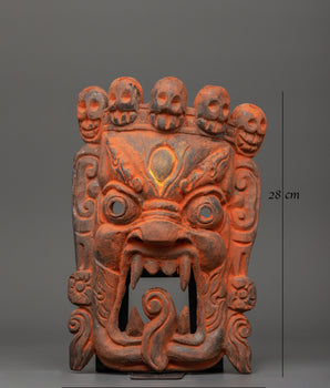 Handcrafted Bhairav Mask with Third Eye | Wooden Ritual Mask for Spiritual Protection