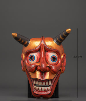 Handcrafted Oni Mask Wall Hanging | Wooden Japanese Demon Mask