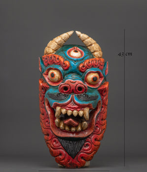 Snow Lion Mask Wall Art Decor | Handcrafted Wooden Mask Wall Hanging