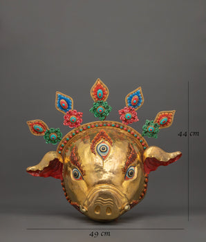 Hindu Deity Varaha Copper Mask | Handmade Spiritual Artwork for Altar
