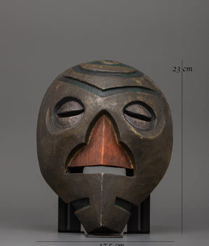 Traditionally Carved Wooden Tribal Mask | Cultural Artifact