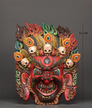 Traditional Bhairav Wooden Wall Mask | Guardian Deity of Protection & Power