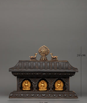 Buddha Set with Wooden Altar Box | Gold-Plated Buddha Figurines for Altar Decor