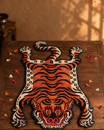 Decorative Tiger Floor Mat | Handcrafted Wool Rug