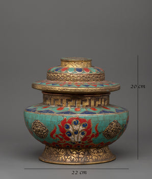 Hand-Made Buddhist Rice Pot Offering | Tibetan Ritual Copper Decor Art