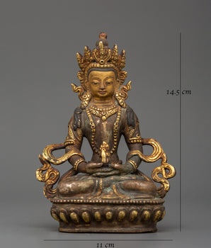 Tibetan Amitayus Deity Figure | Antique Finish
