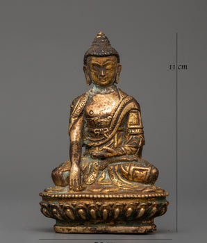 Shakyamuni Buddha Buddhist Altar Decor | Sacred Antique Copper Statue for Meditation