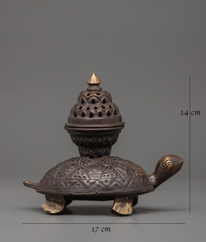 Tortoise Incense Burner with Antique Finishing | Handcrafted Tibetan Incense Burner