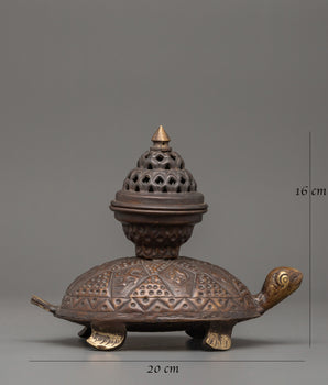 Incense Burner with Tortoise Statue | Meditation Altar Accessory Decor
