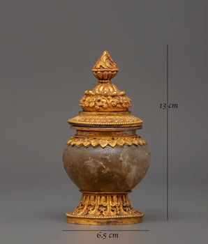 Gold-Plated Crystal Rice Pot | Buddhist Decor