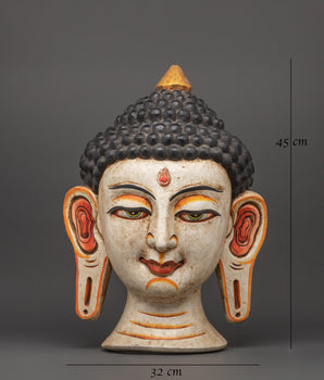 Buddha Head Wall Hanging | Hand-Painted Spiritual Home Decor
