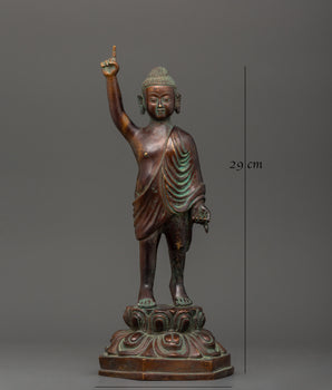 Oxidized Copper Standing Siddhartha Gautam | Symbol of Enlightenment