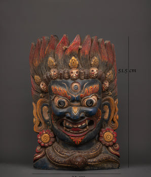 Handcrafted Bhairav Tantric Protection Mask | Fierce Guardian Deity Mask Sacred Art