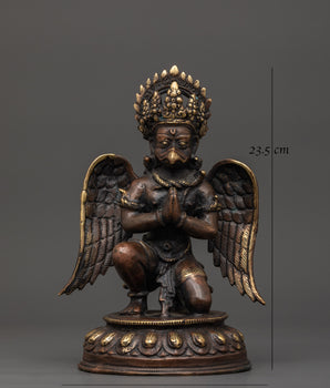 Oxidized Copper Garuda Bird Deity Statue