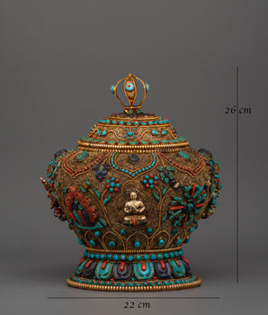 Large Handcrafted Tibetan Rice Bowl | Offering Bowl for Altar and Sacred Space