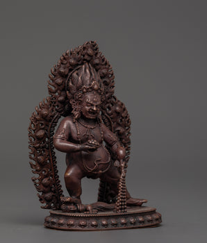 Oxidized Copper Black Dzambhala Statue | Buddhist Wealth Deity for Prosperity & Protection