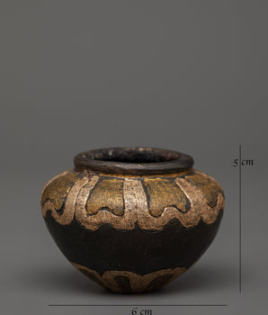 Handcrafted Golpa in Tibetan Style | Iron, Silver, and Brass Inlaid Decorative Piece