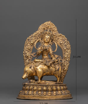 Antique Gold Marichi Statue | Gold-Plated Copper Deity
