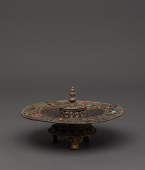 Handcrafted Tibetan Copper Brass Incense Holder | Buddhist Altar Spiritual Decor