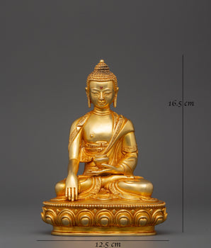 Shakyamuni Buddha Gold Plated Statue | Handcrafted Copper Deity for Meditation